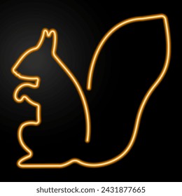 squirrel neon sign, modern glowing banner design, colorful modern design trend on black background. Vector illustration.
