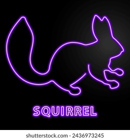 squirrel neon sign, modern glowing banner design, colorful modern design trend on black background. Vector illustration.
