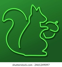 squirrel neon sign, modern glowing banner design, colorful modern design trend. Vector illustration.