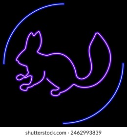 squirrel neon sign, modern glowing banner design, colorful modern design trend on black background. Vector illustration.