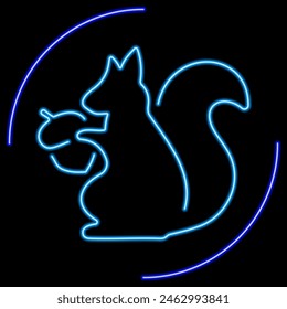 squirrel neon sign, modern glowing banner design, colorful modern design trend on black background. Vector illustration.