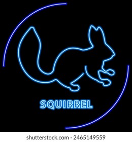 squirrel neon sign, modern glowing banner design, colorful modern design trend on black background. Vector illustration.