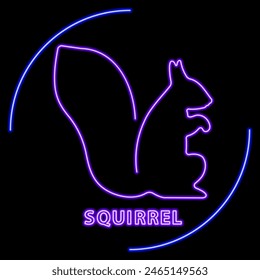 squirrel neon sign, modern glowing banner design, colorful modern design trend on black background. Vector illustration.