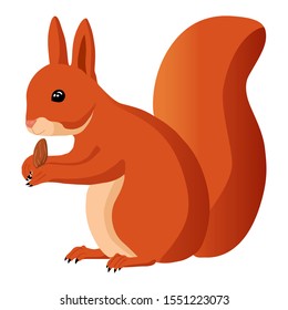 Squirrel with a nut. Nice illustration. 
Cute squirrel holding an almond. Illustration of wildlife.