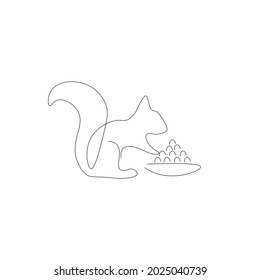 Squirrel and nuts drawing on white background vector illustration