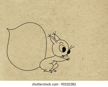 squirrel on grunge background, vector illustration