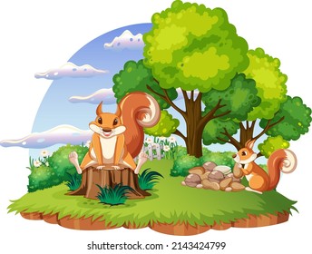 A squirrel on island illustration