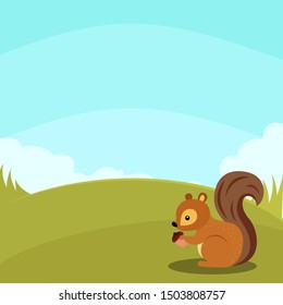 squirrel on park cartoon, animal illustration design.