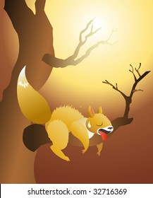 squirrel on a tree in a desert