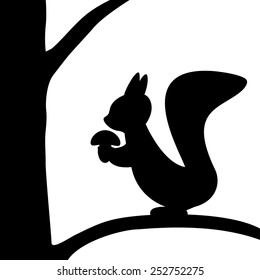 The squirrel on the tree. Vector illustration.