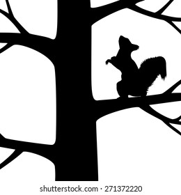 The squirrel on the tree. Vector illustration.