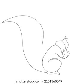 Squirrel One Line Drawing. Cute Squirrel Continuous Single Line Art Drawing Trendy Minimalist Style Isolated on White Background. Raster copy