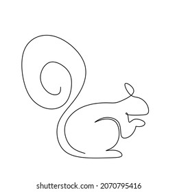 Squirrel one line drawing. Element of animal icon. Thin line icon for website design and development, app development. Animal icon 
