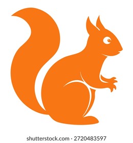 Squirrel orange silhouette icon. Сolor logo squirrel isolated on white background. Vector illustration side view
