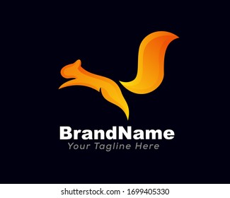 Squirrel orange start jump high logo design inspiration