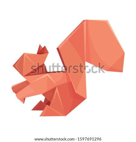 Squirrel Origami Figure Vector Illustration. Art of Paper Folding Concept