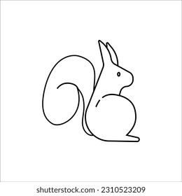 Squirrel Outline Illustration Icon Isolated On White Background