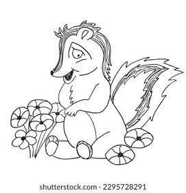 Squirrel outline illustration image. 
Hand drawn image artwork of squirrel. 
Simple cute original logo of a monochrome squirrel.
Hand drawn vector illustration for posters, cards, t-shirts.