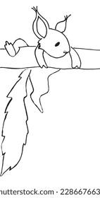 Squirrel outline illustration vector image. Hand drawn squirrel sketch image artwork. Simple original logo icon from pen drawing sketch.