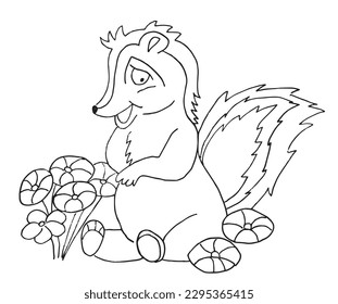 Squirrel outline illustration vector image. 
Hand drawn squirrel image artwork. 
Simple cute original logo of a monochrome squirrel.
Hand drawn vector illustration for posters, cards, t-shirts.