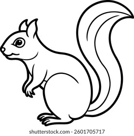 Squirrel Outline Vector – Adorable Woodland Animal Sketch