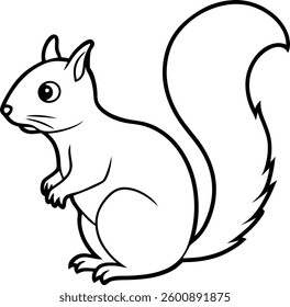 Squirrel Outline Vector – Cute Forest Animal Illustration