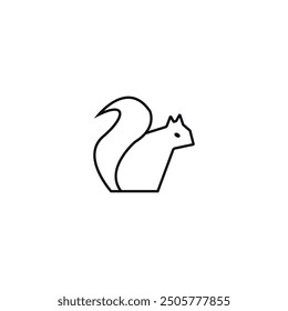 Squirrel Outline Vector Icon Logo – Minimalist Animal Design, Wildlife Clipart, Nature Illustration, Eco-Friendly Branding, Digital Art, Line Art Symbol, Perfect for Logos, Apps, and Graphic Design.