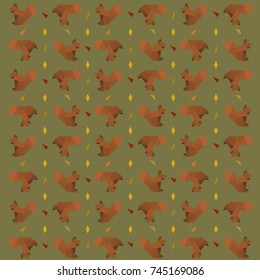 Squirrel paper origami pattern with simple geometric shapes. Animal vector origami pattern.