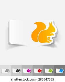 squirrel paper sticker with shadow. Vector illustration