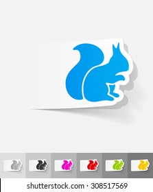 squirrel paper sticker with shadow. Vector illustration