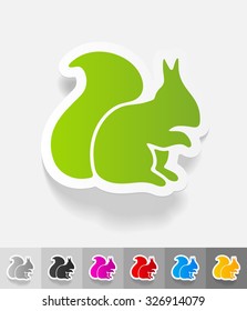 squirrel paper sticker with shadow. Vector illustration