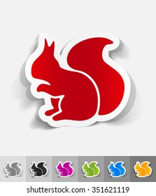 squirrel paper sticker with shadow. Vector illustration