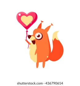 Squirrel Party Animal Icon In Primitive Funny Flat Cartoon Style Isolated On White Background