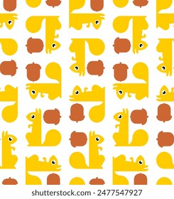 Squirrel pattern seamless. bun tree-dwelling rodent with a bushy tail background. Baby fabric texture