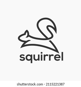 Squirrel Peanut Line Art Outline Icon Logo Design