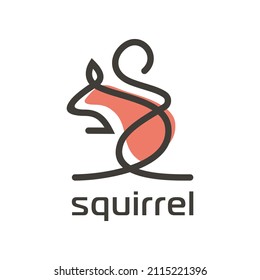 Squirrel Peanut Line Art Outline Icon Logo Design