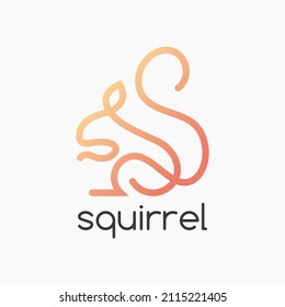 Squirrel Peanut Line Art Outline Icon Logo Design