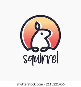 Squirrel Peanut Line Art Outline Icon Logo Design