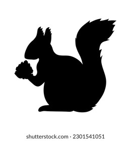 Squirrel with pine cone silhouette