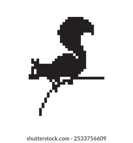 Squirrel pixel art, vector illustration on isolated background.