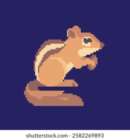 squirrel pixel art, vector illustration on isolated background.