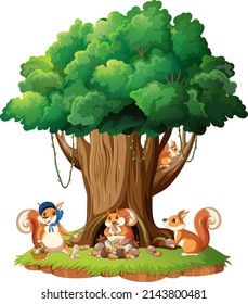 A squirrel play on island illustration