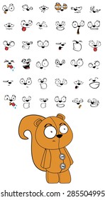 squirrel plush cartoon expressions set in vector format very easy to edit