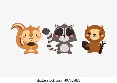 squirrel raccoon and beaver icons image 