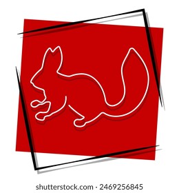 squirrel red banner. Vector illustration.