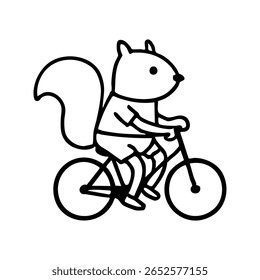 A squirrel is riding a bicycle