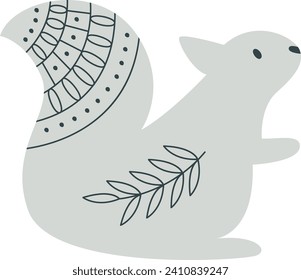 Squirrel With Scandinavian Pattern Vector Illustration