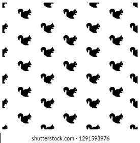 Squirrel seamless black and white pattern, background