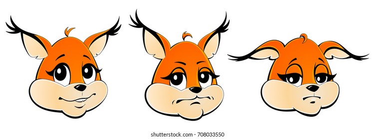 Squirrel. A set of emotions. Cartoon of the avatar.