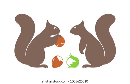 Squirrel set. Isolated squirrel on white background
